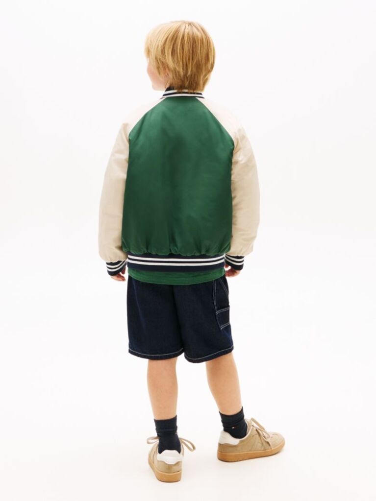Multi Logo Embroidery Relaxed Raglan Bomber Jacket  Boys