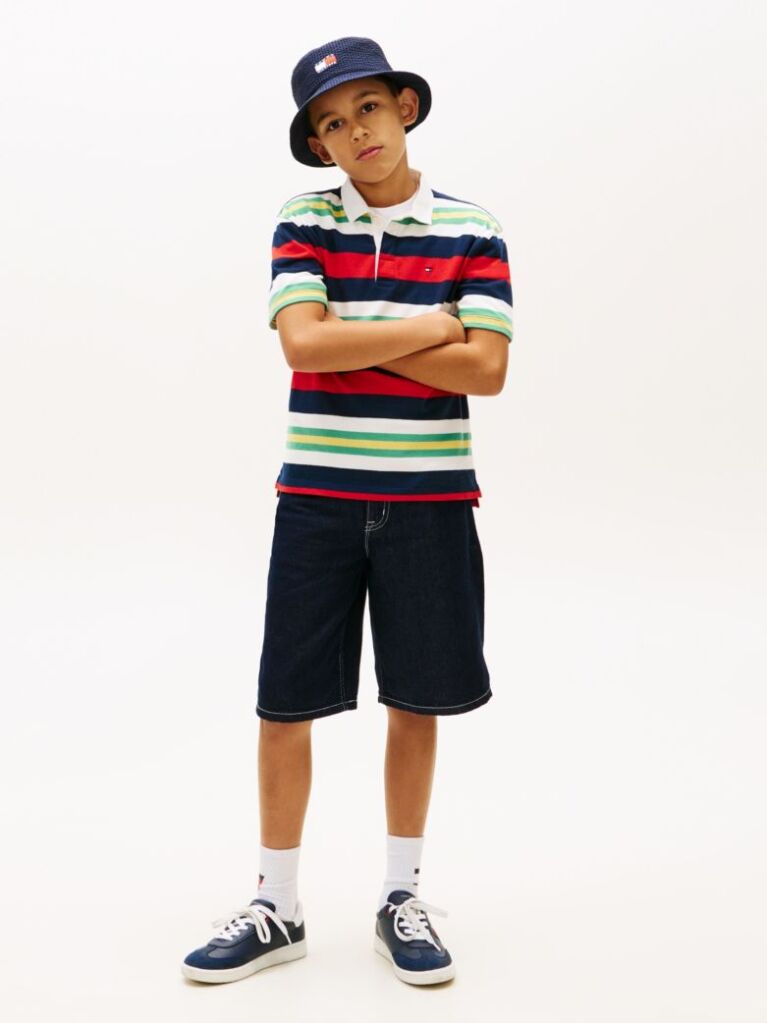 Multi Rugby Stripe Jersey Polo Shirt  Boys