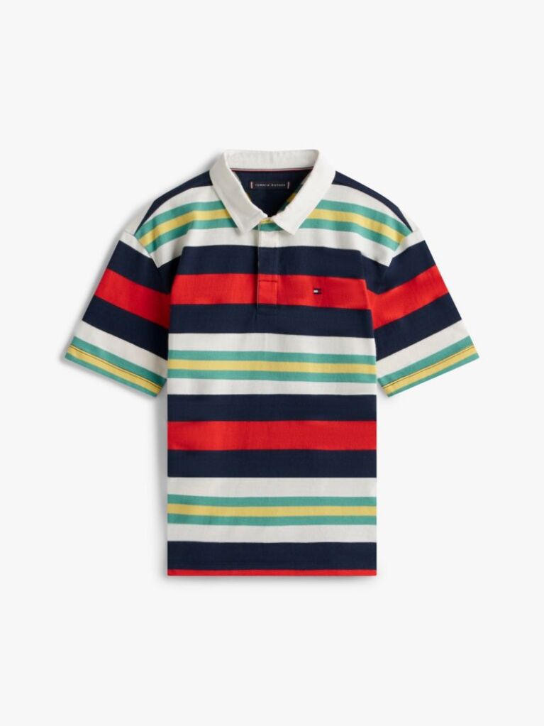 Multi Rugby Stripe Jersey Polo Shirt  Boys