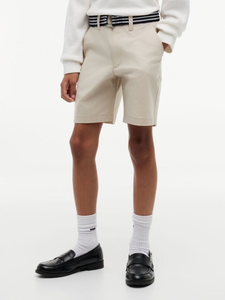 Beige Essential Signature Belt Loose Chino Shorts  Boys