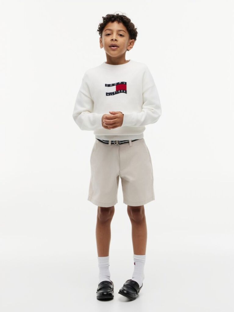 Beige Essential Signature Belt Loose Chino Shorts  Boys