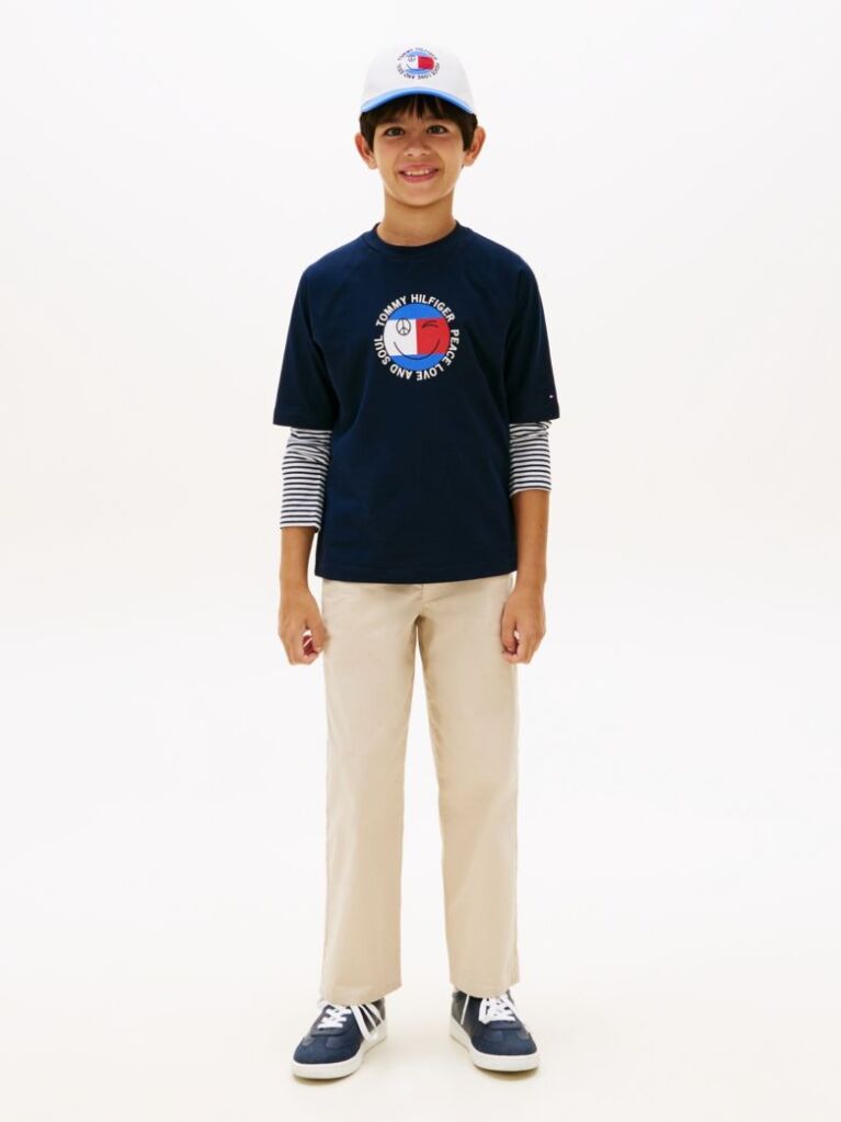 Μπλε Βαμβακερό T-Shirt Με Smiley Λογότυπο  Αγόρια