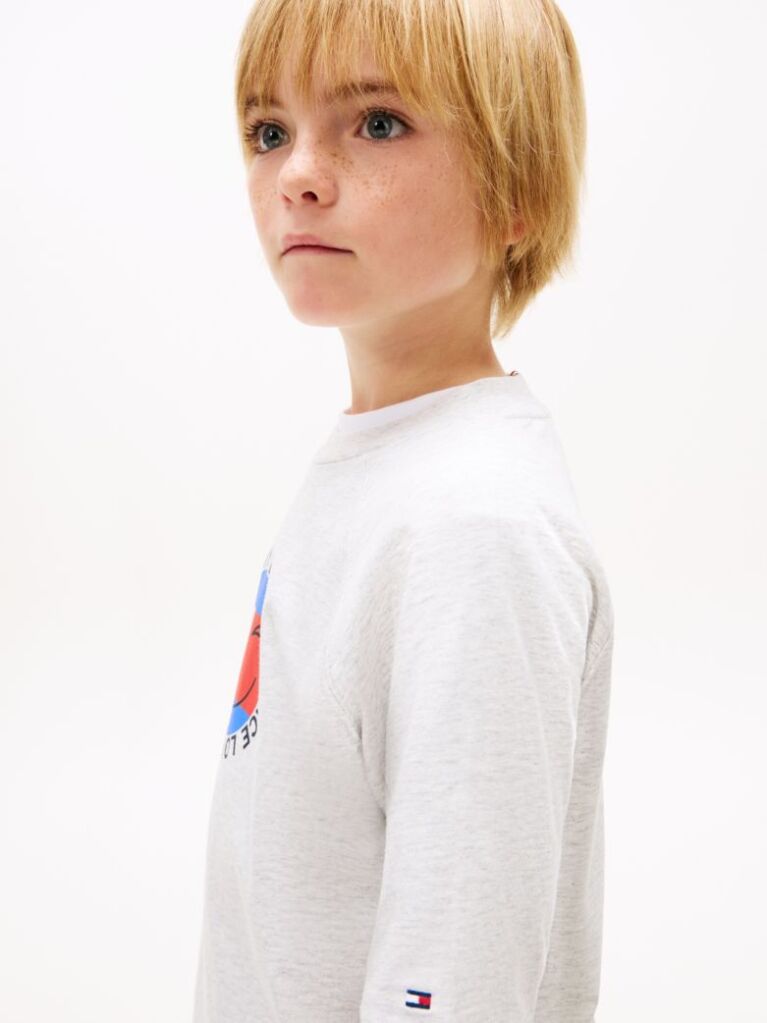 Γκρι Βαμβακερό T-Shirt Με Smiley Λογότυπο  Αγόρια