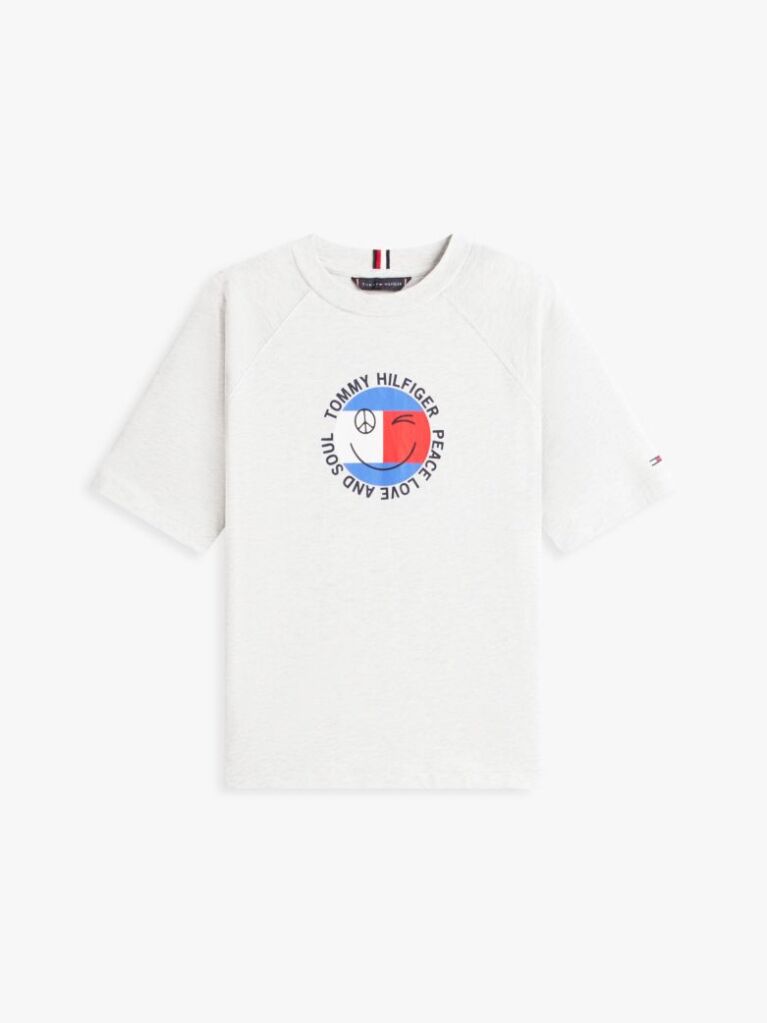 Γκρι Βαμβακερό T-Shirt Με Smiley Λογότυπο  Αγόρια