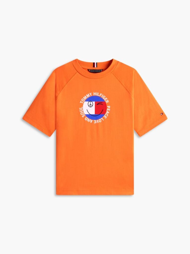 Πορτοκαλί Βαμβακερό T-Shirt Με Smiley Λογότυπο  Αγόρια