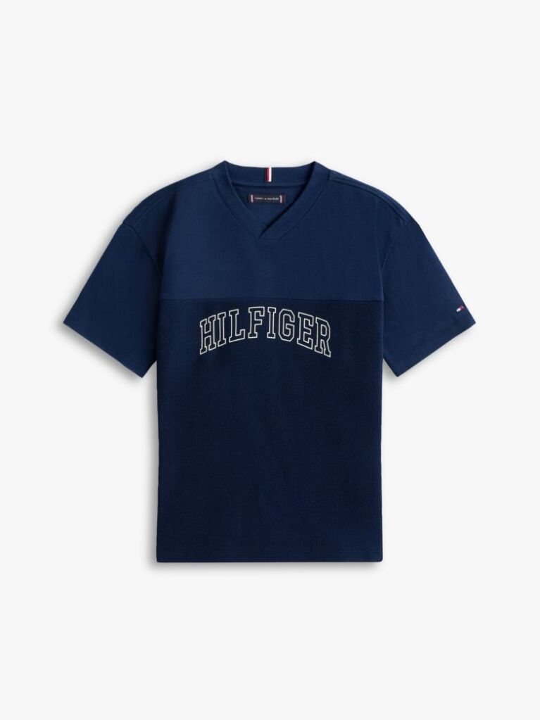 Μπλε T-Shirt Με Λογότυπο Και Λαιμόκοψη V  Αγόρια