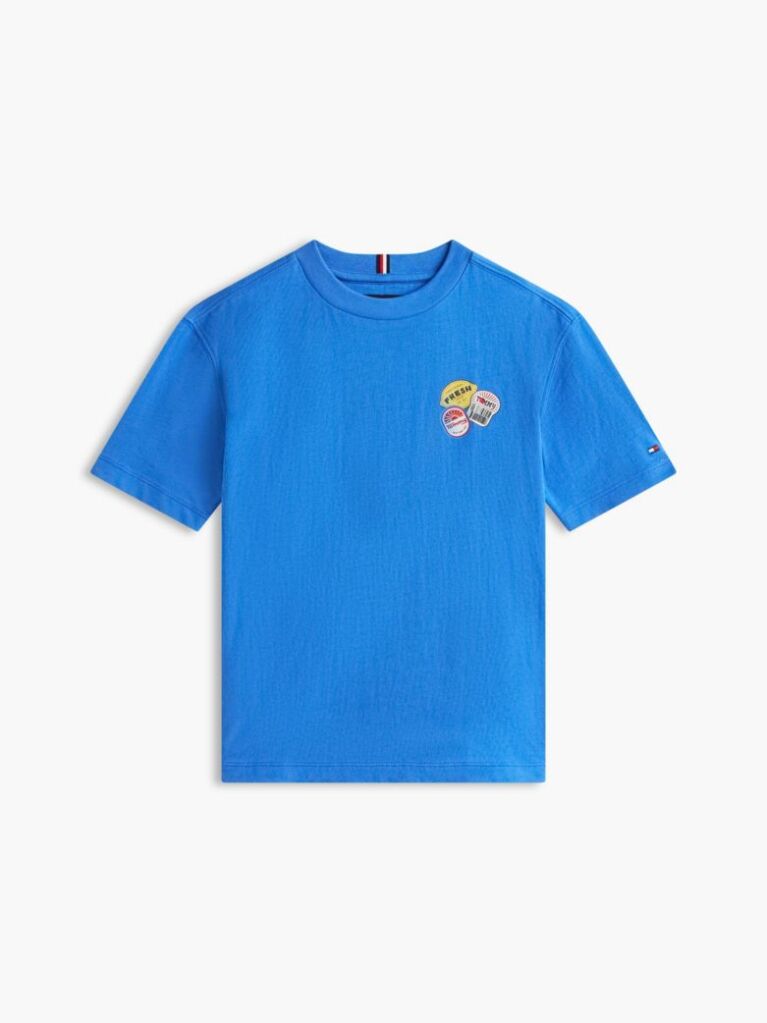 Blue Sticker Print Back Graphic Jersey T-Shirt  Boys