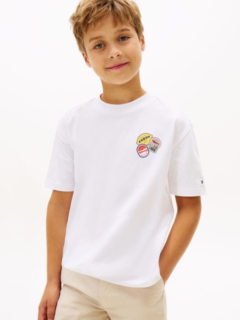 Άσπρο Βαμβακερό T-Shirt Με Πίσω Graphic Σχέδιο  Αγόρια