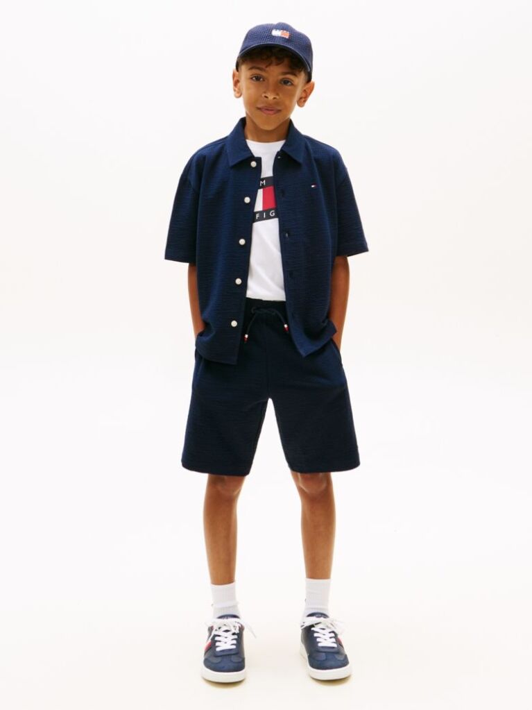 Blue Jersey Seersucker Sweat Shorts  Boys