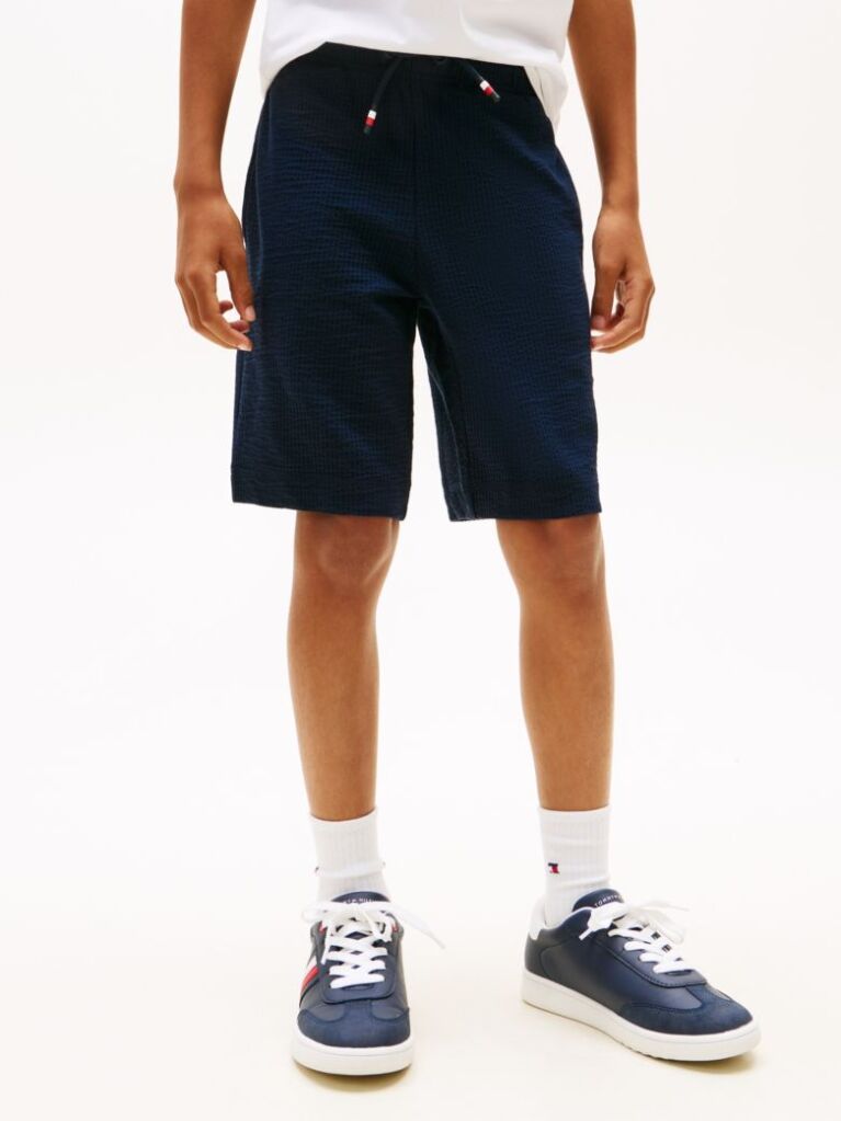 Blue Jersey Seersucker Sweat Shorts  Boys