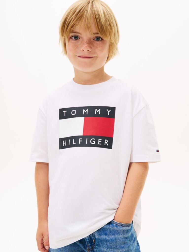 Άσπρο T-Shirt Με Heritage Σημαιάκι  Αγόρια