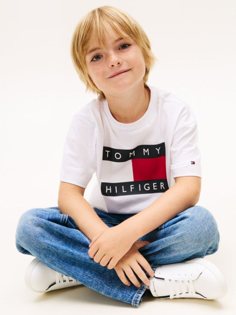 Άσπρο T-Shirt Με Heritage Σημαιάκι  Αγόρια