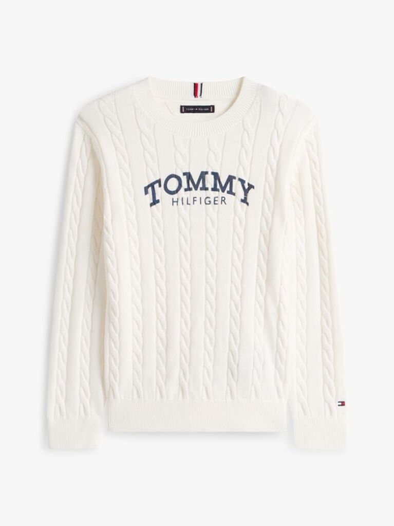 Beige Logo Cable Knit Jumper  Boys