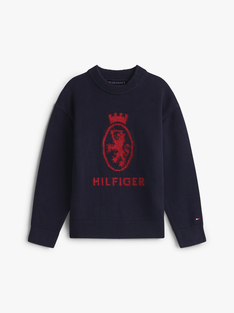 Μπλε TH Crest Intarsia Πουλόβερ Με Κλασική Λαιμόκοψη  Αγόρια