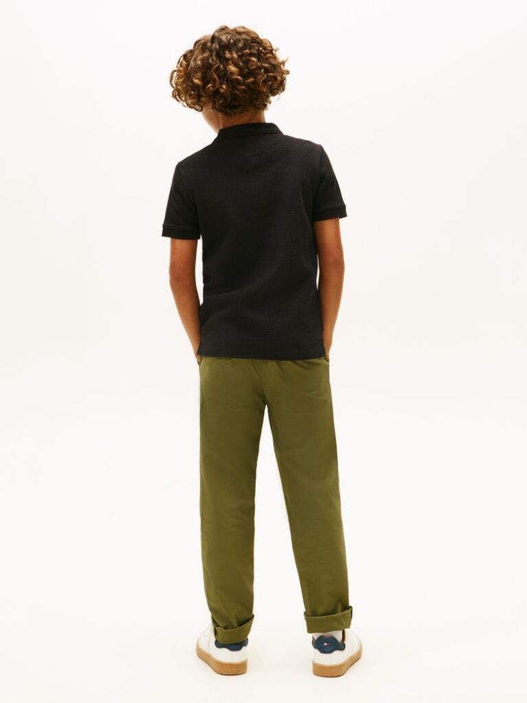 Black Textured Knit Polo Shirt  Boys
