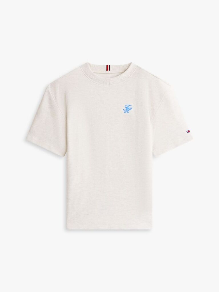 Άσπρο Βαμβακερό T-Shirt Με Κεντητό Λογότυπο  Αγόρια