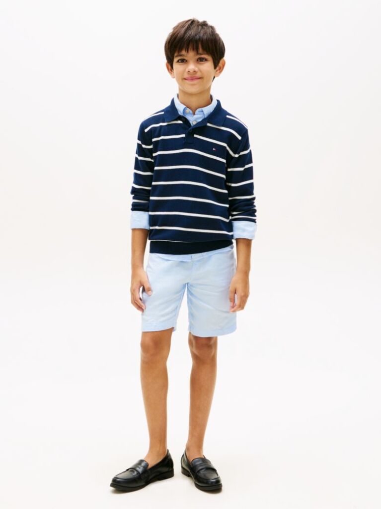 Blue Linen Blend Relaxed Shorts  Boys