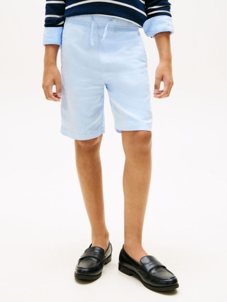 Blue Linen Blend Relaxed Shorts  Boys
