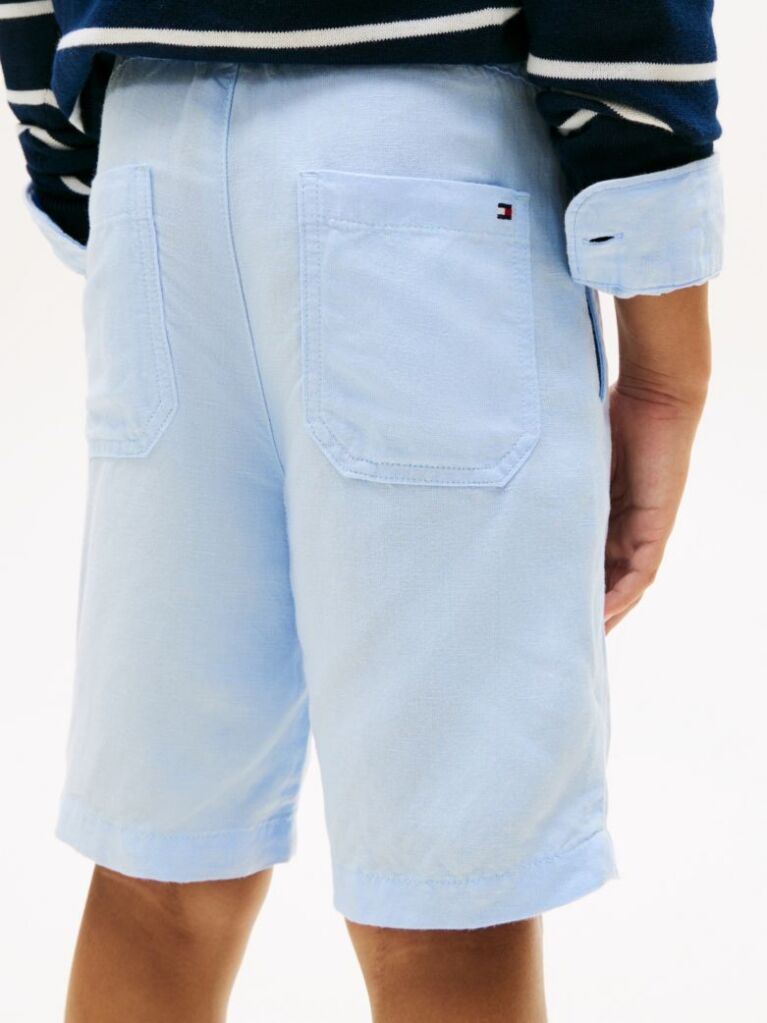 Blue Linen Blend Relaxed Shorts  Boys