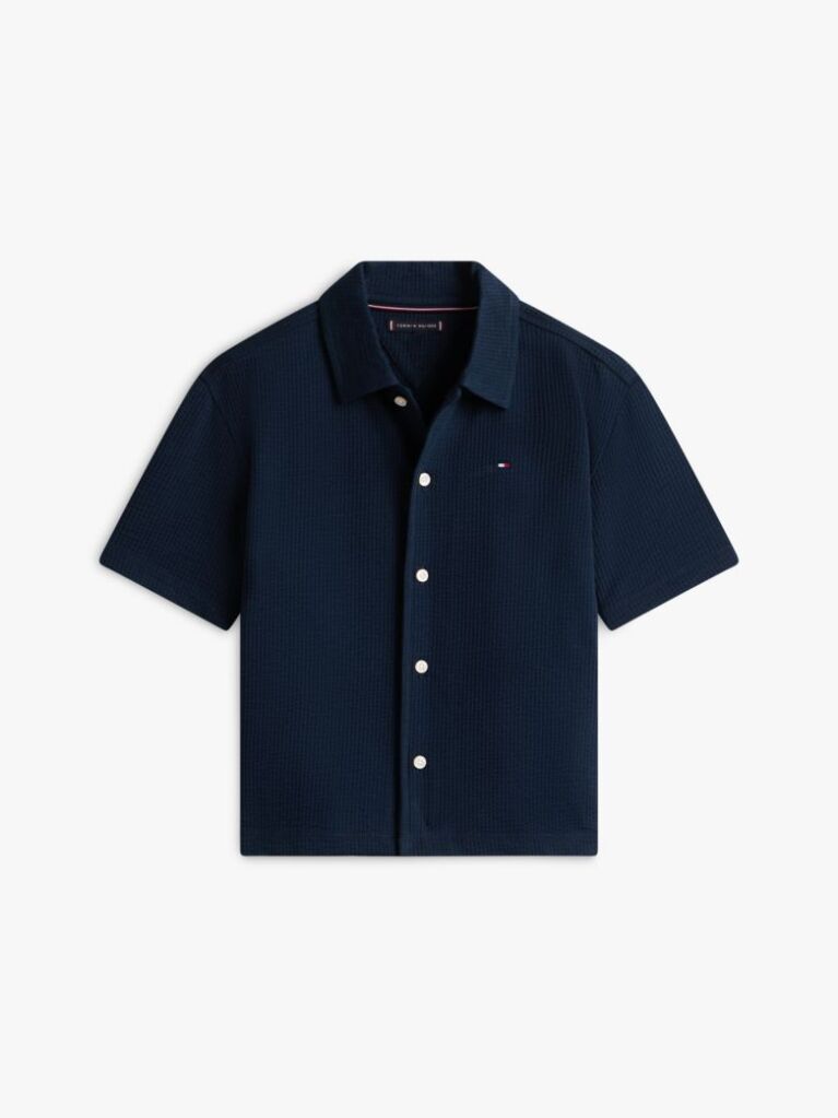 Blue Relaxed Fit Seersucker Short Sleeve Shirt  Boys