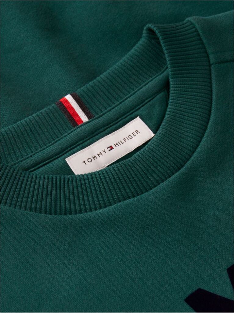 Green Logo Sueded Crew Neck Sweatshirt  Boys