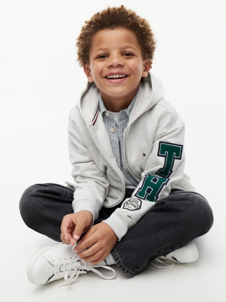 Grey Varsity Logo Appliqué Zip-Thru Hoody  Boys