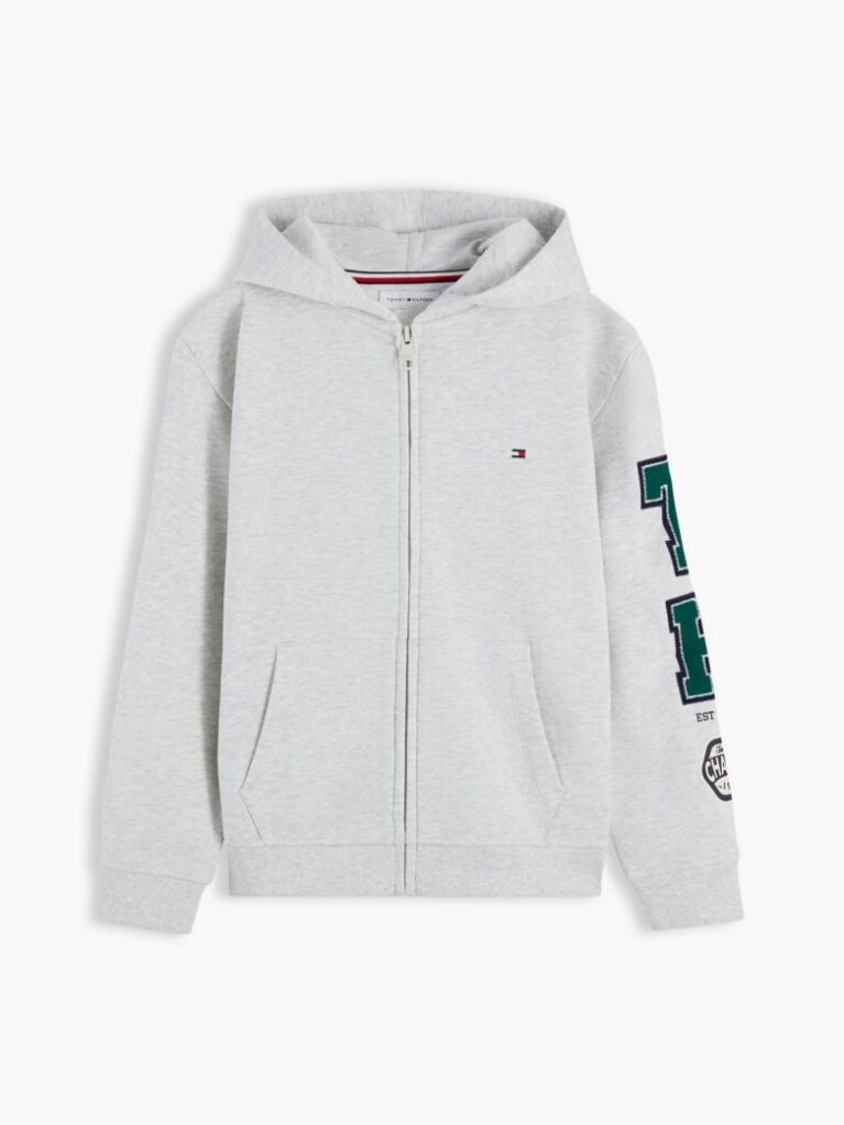 Grey Varsity Logo Appliqué Zip-Thru Hoody  Boys
