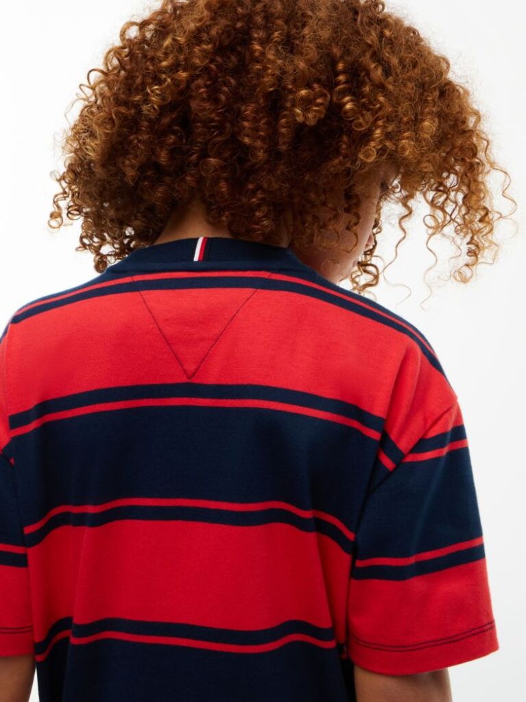 Red Stripe Jersey Crew Neck T-Shirt  Boys