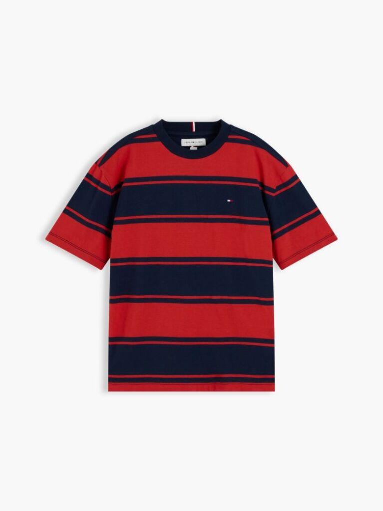 Red Stripe Jersey Crew Neck T-Shirt  Boys