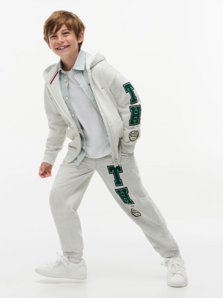 Grey Varsity Logo Appliqué Drawstring Joggers  Boys
