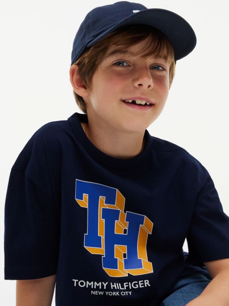 Μπλε Βαμβακερό T-Shirt Με Varsity Λογότυπο  Αγόρια