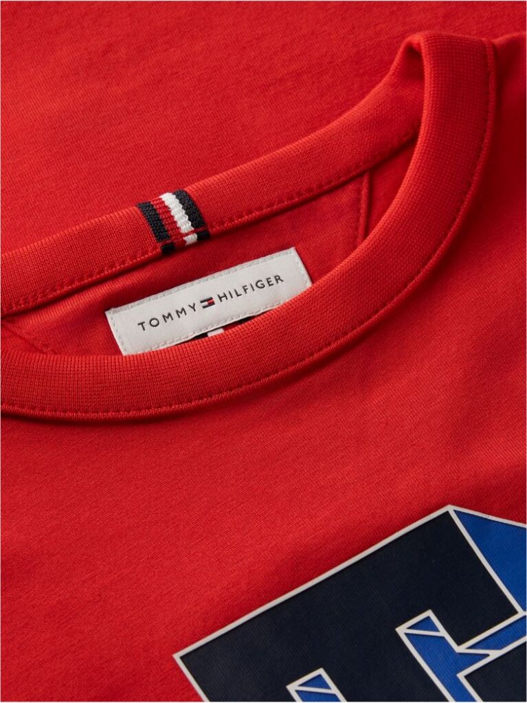 Κόκκινο Βαμβακερό T-Shirt Με Varsity Λογότυπο  Αγόρια