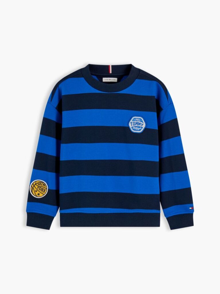 Multi Stripe Logo Badge Crew Neck Sweatshirt  Boys