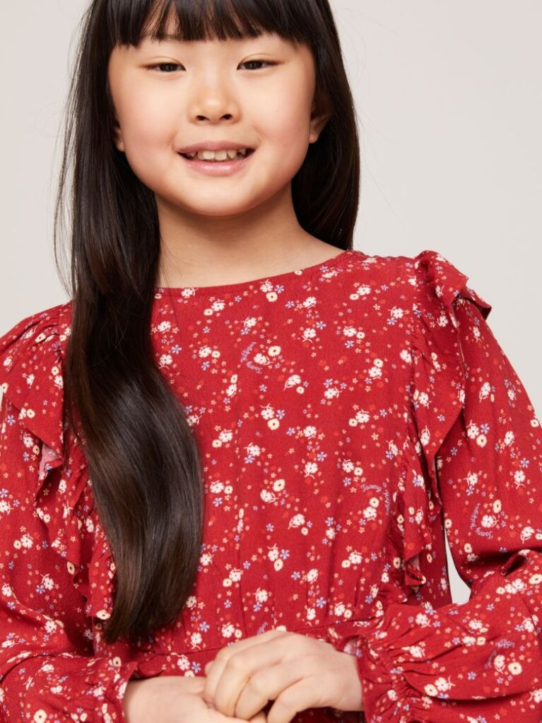 Multi Mountain Floral Print Fit And Flare Dress  Girls