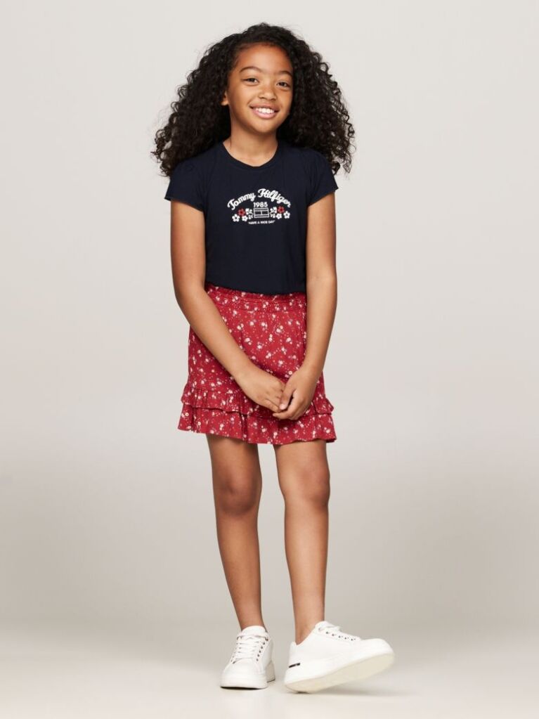 Red Mountain Floral Print Flared Mini Skirt  Girls