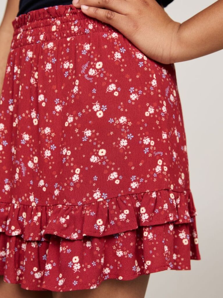 Red Mountain Floral Print Flared Mini Skirt  Girls