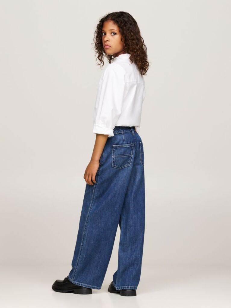 Blue Wide Leg Front Pleat Jeans  Girls