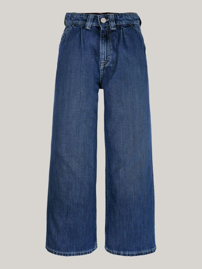 Blue Wide Leg Front Pleat Jeans  Girls