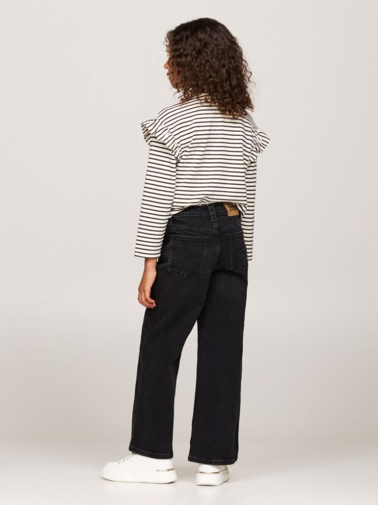 Black Wide Leg Black Faded Jeans  Girls