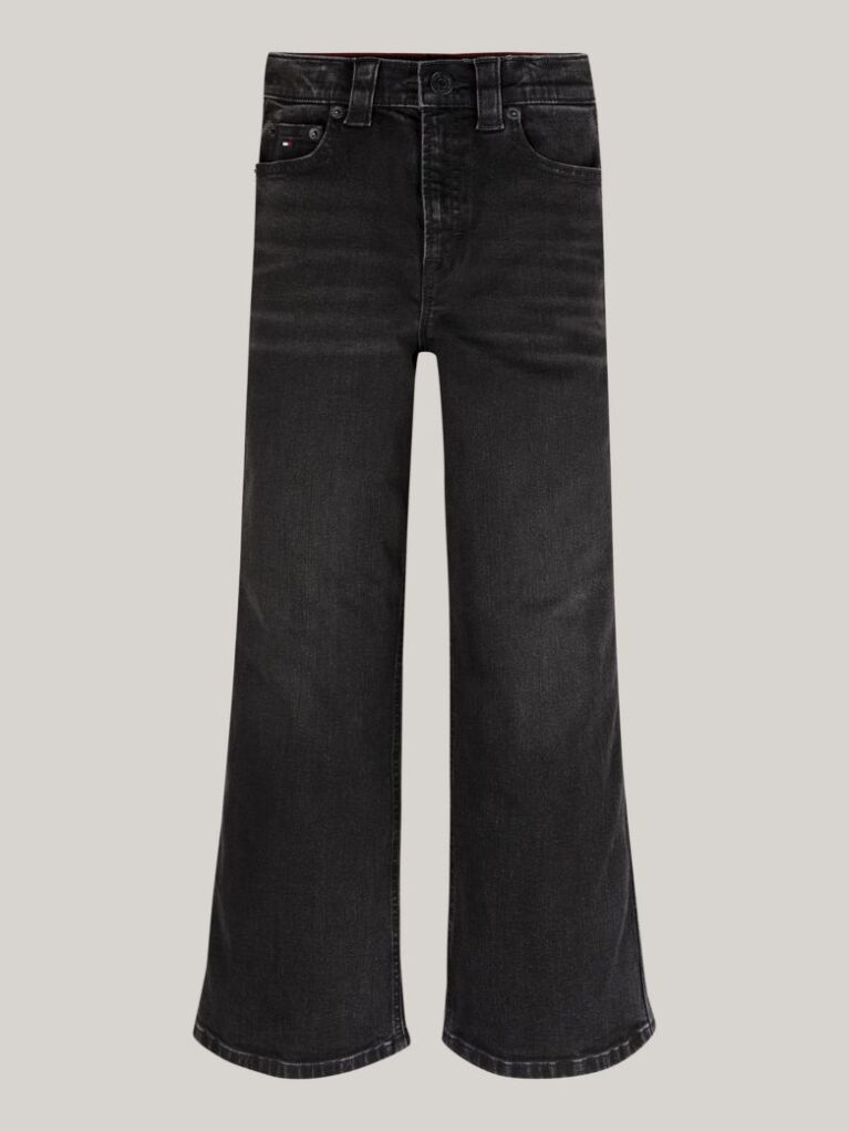 Black Wide Leg Black Faded Jeans  Girls