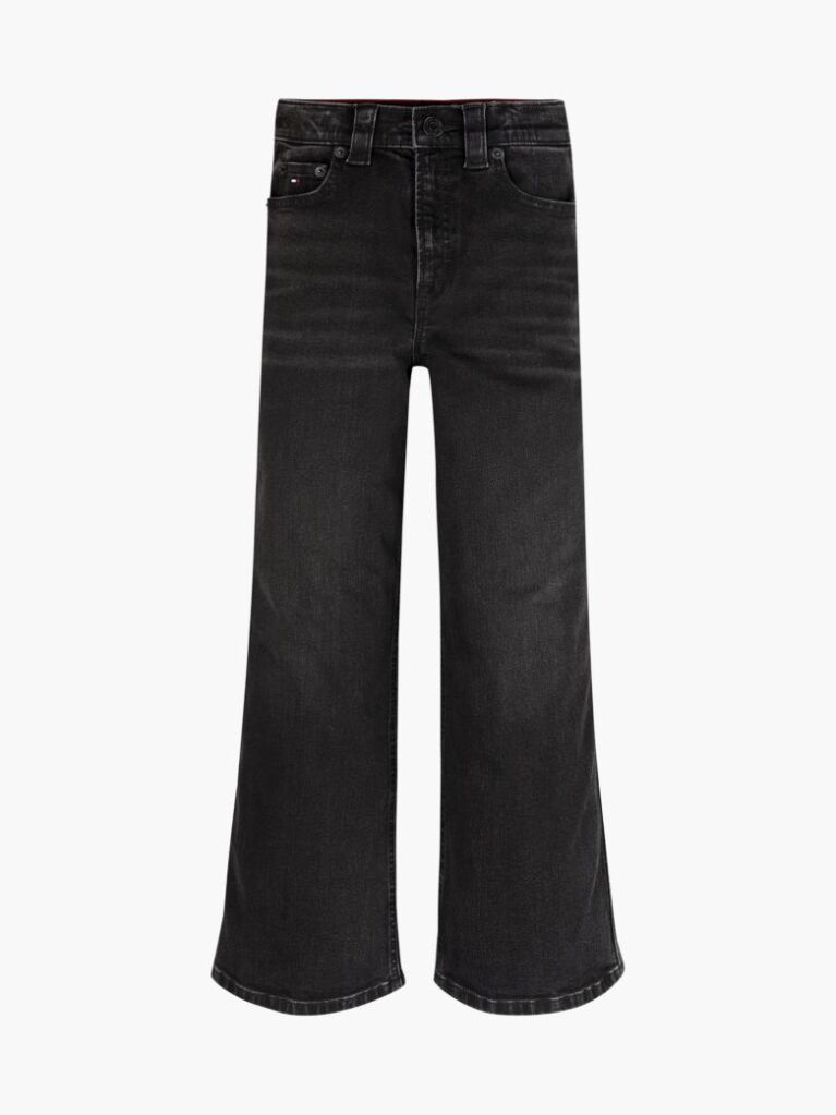 Black Wide Leg Black Faded Jeans  Girls