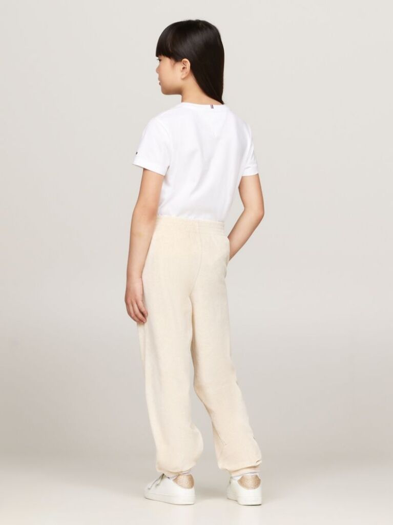 Beige Velour Cuffed Joggers  Girls
