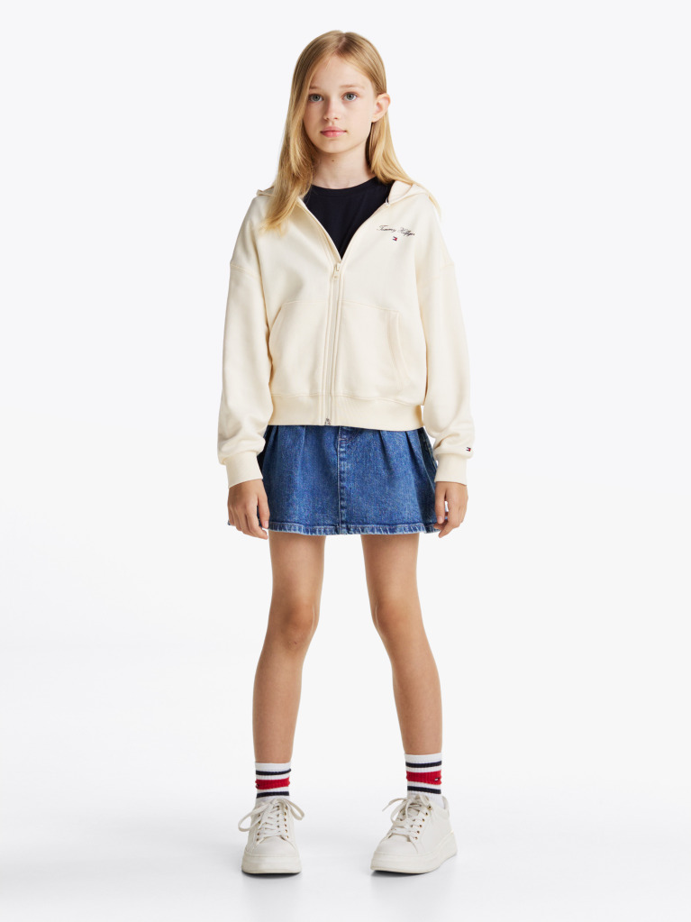 Beige Varsity Relaxed Zip-Thru Hoody  Girls