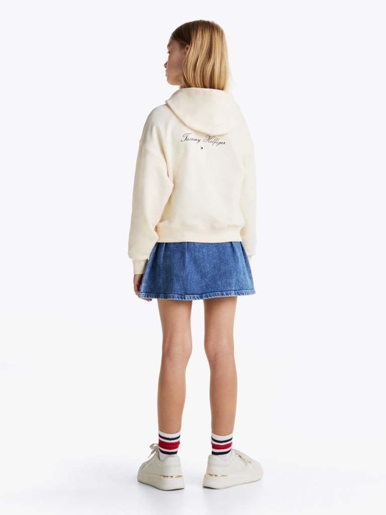 Beige Varsity Relaxed Zip-Thru Hoody  Girls
