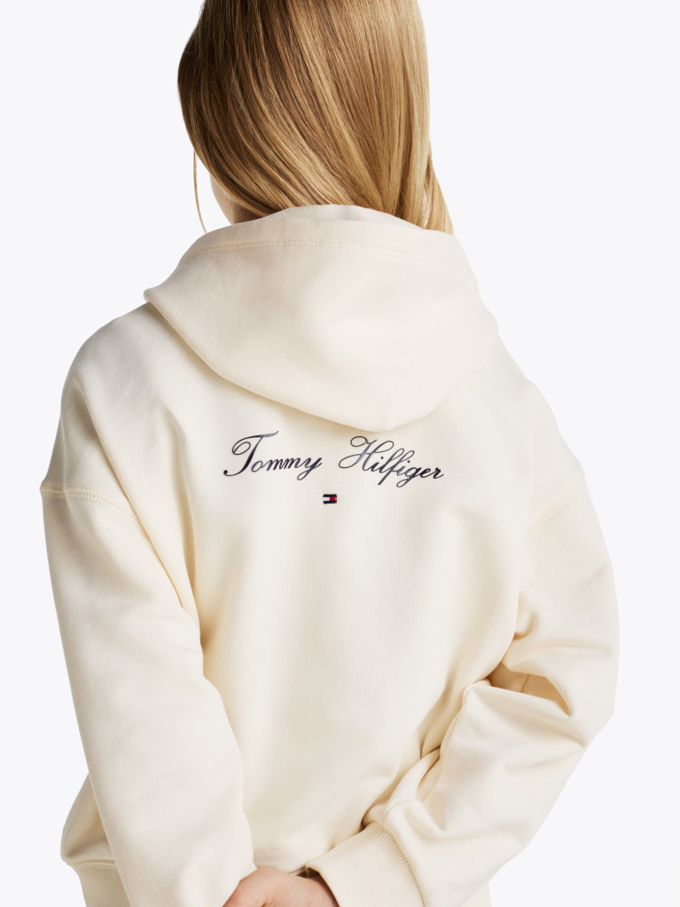 Beige Varsity Relaxed Zip-Thru Hoody  Girls