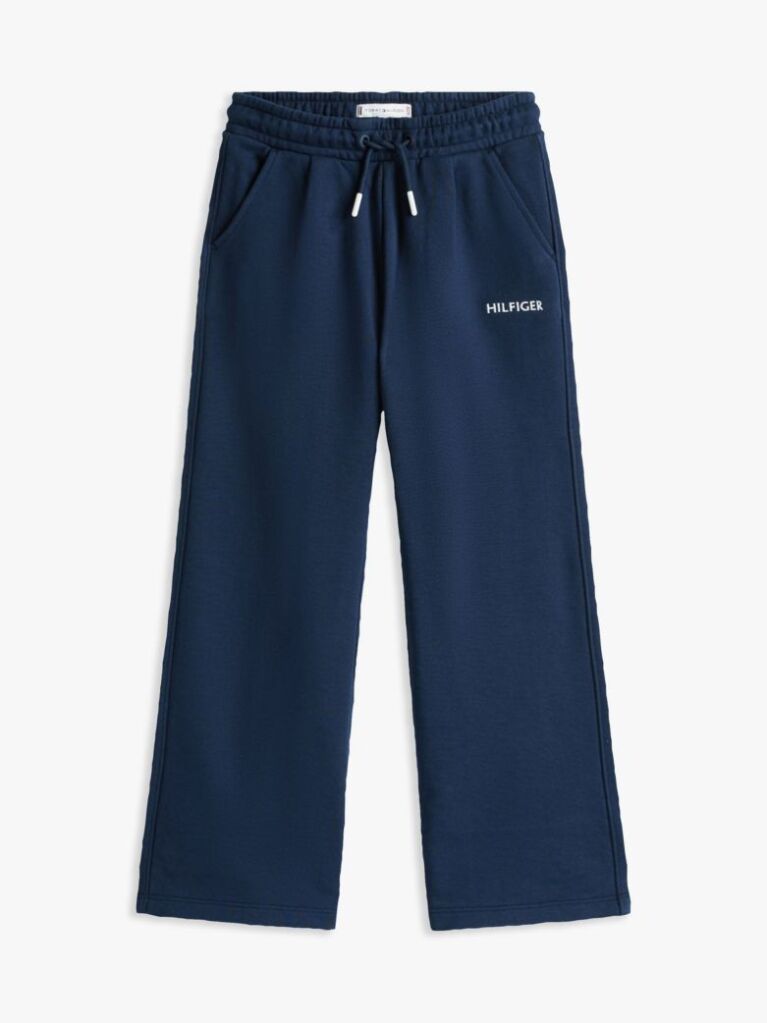 Blue Logo Embroidery Wide Leg Joggers  Girls