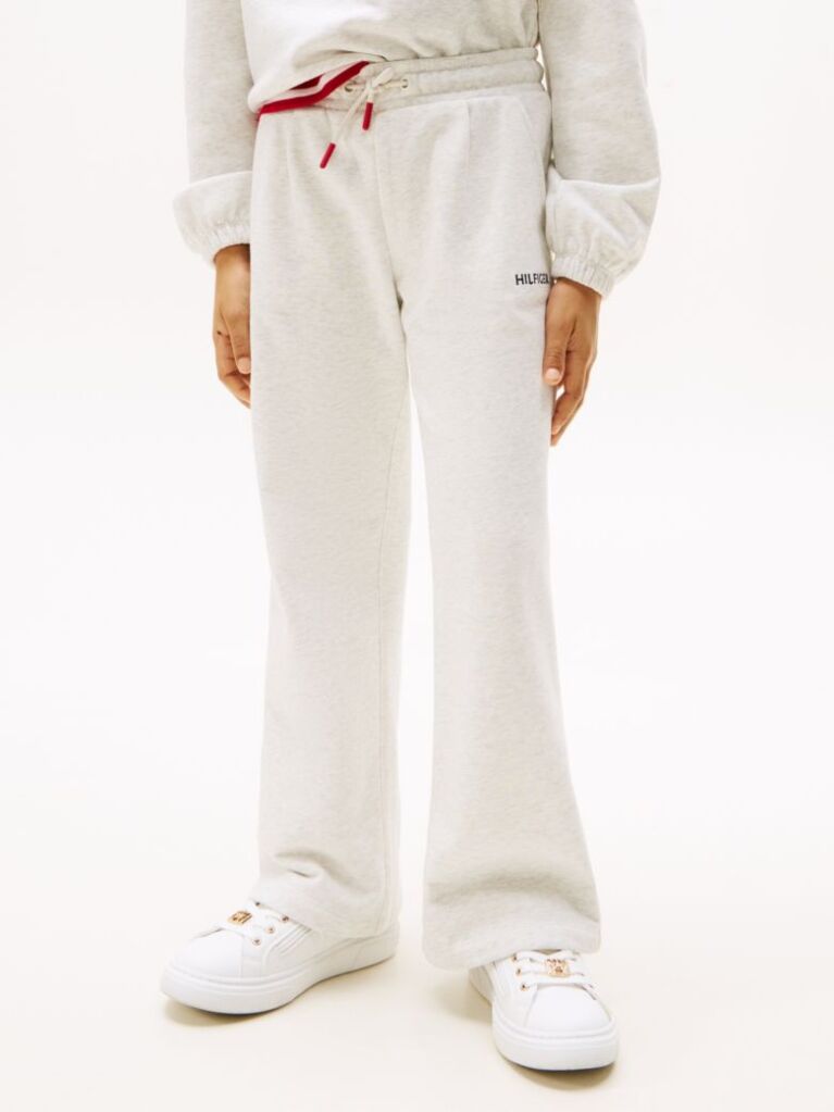 White Logo Embroidery Wide Leg Joggers  Girls