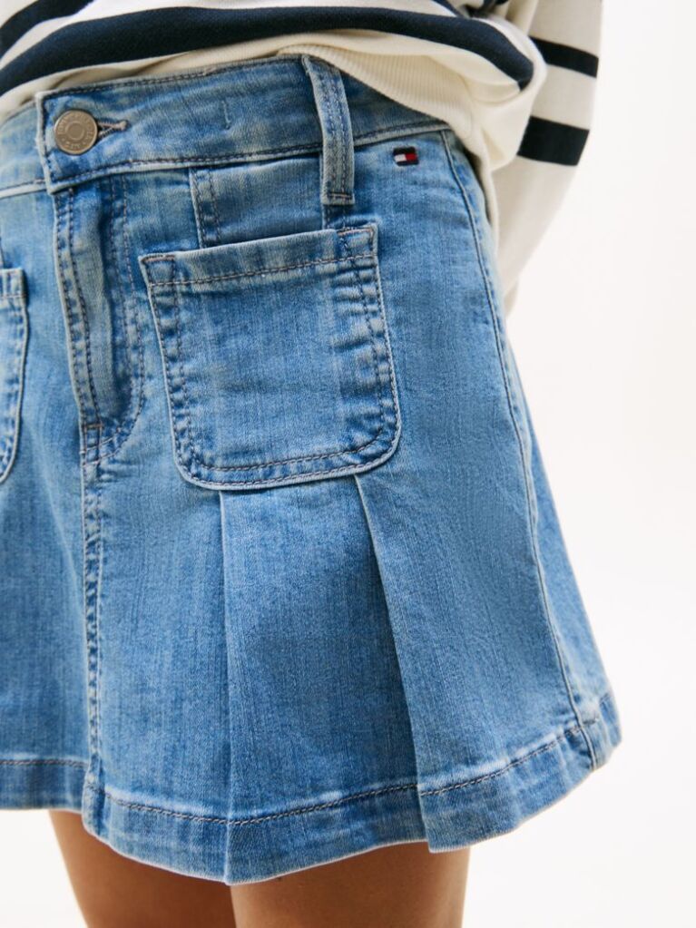Μπλε Πλισέ Denim Μίνι Φούστα  Κορίτσια