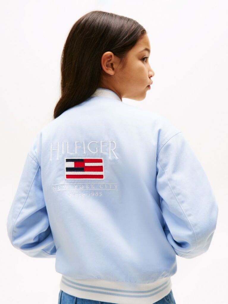 Blue Relaxed Back Logo Varsity Jacket  Girls