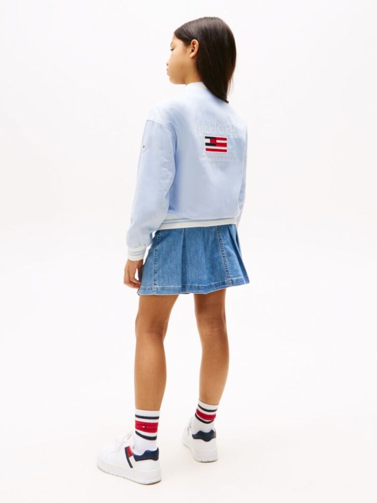 Blue Relaxed Back Logo Varsity Jacket  Girls